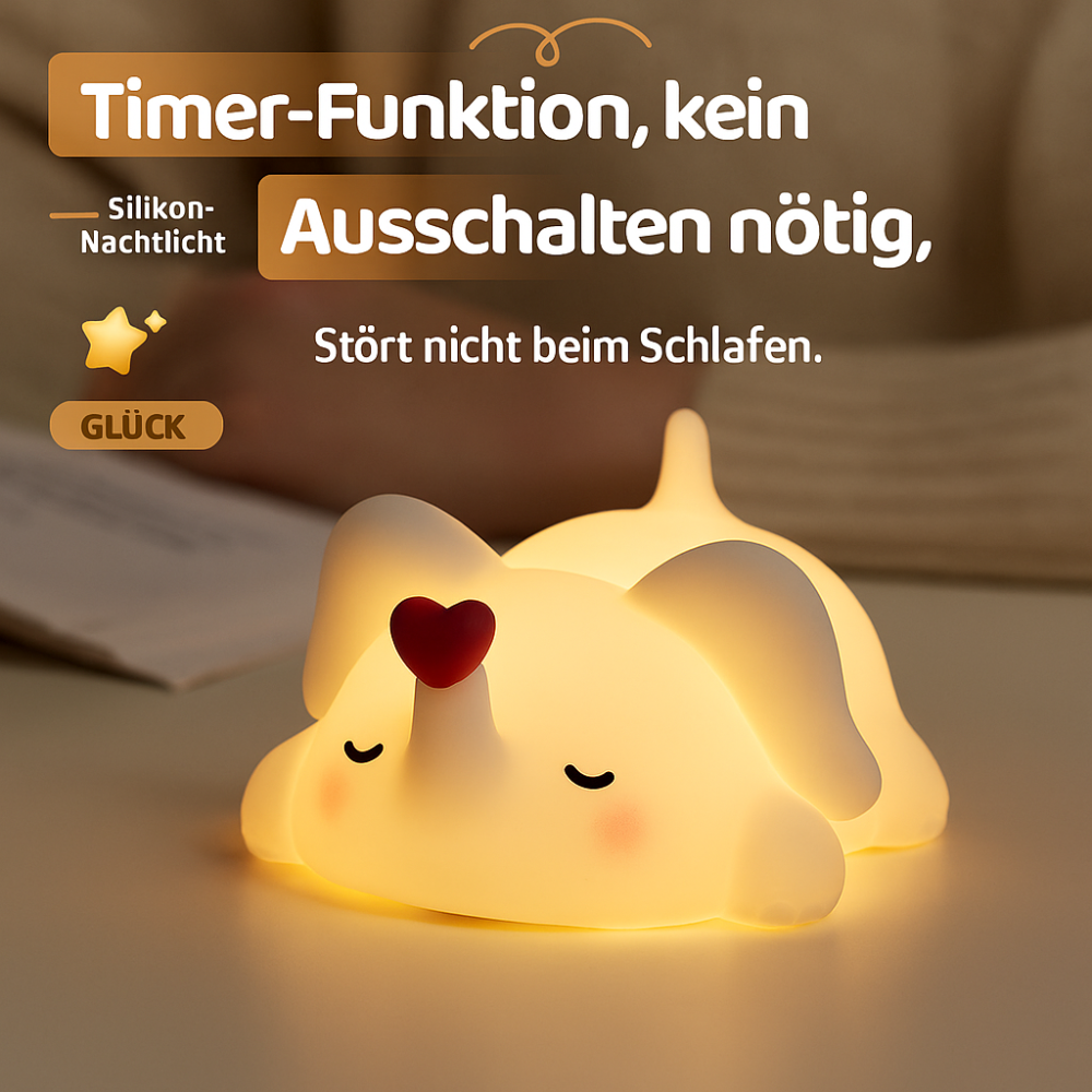 Silikon LED Nachtlicht mit Timer – Kinder Nachtlampe zum Einschlafen, Weiches Schlummerlicht