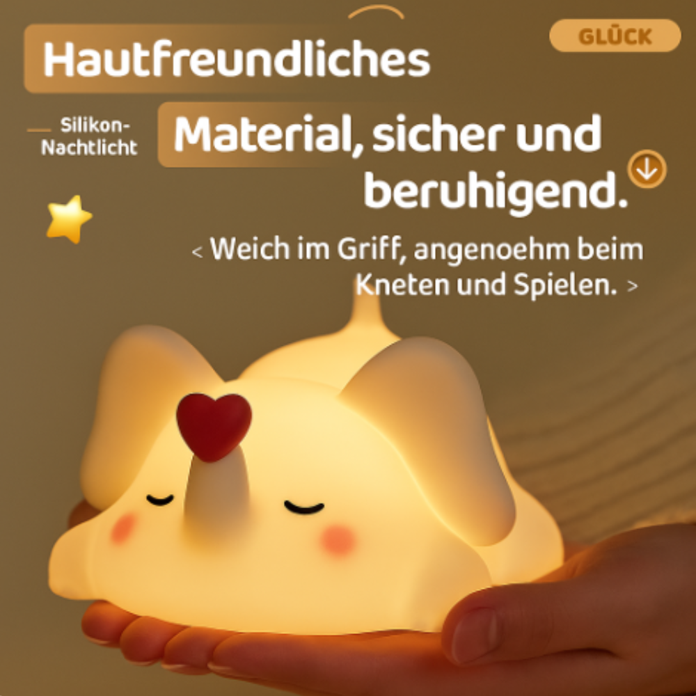 Silikon LED Nachtlicht mit Timer – Kinder Nachtlampe zum Einschlafen, Weiches Schlummerlicht