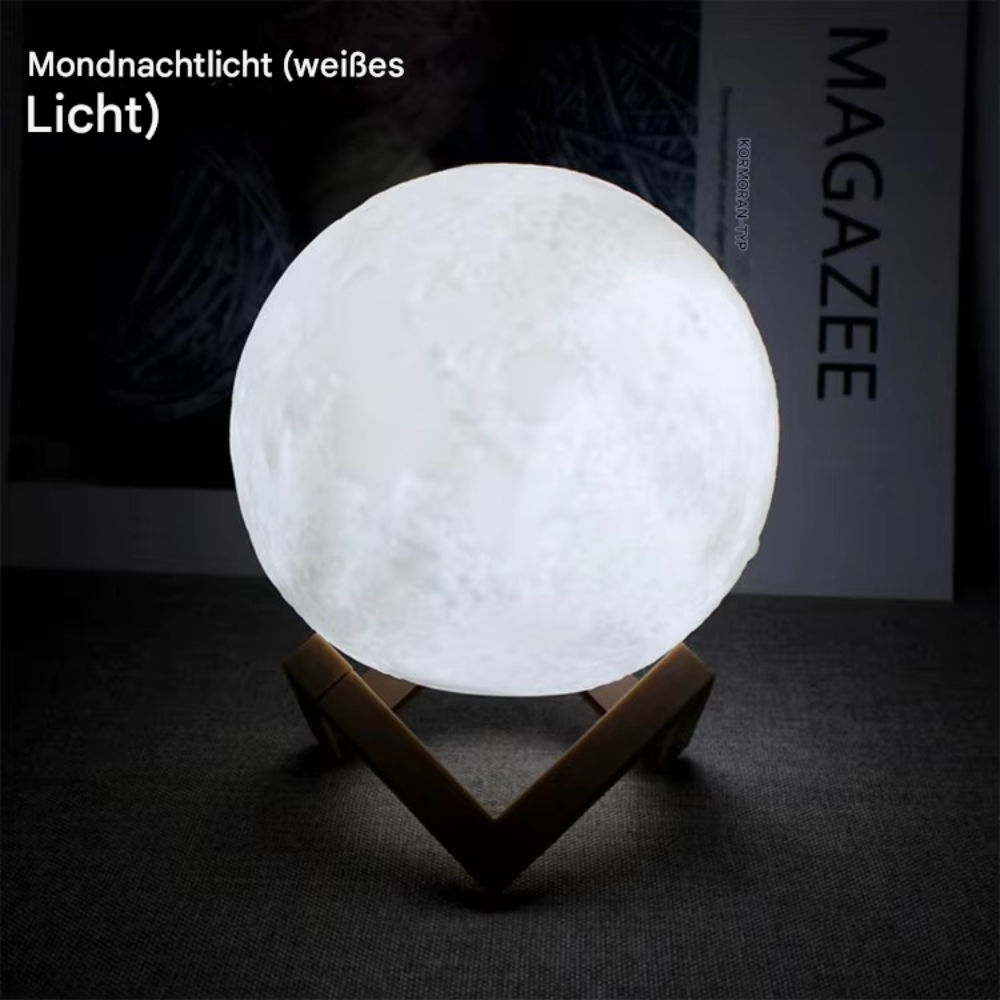 LED Mondlampe 3 Farben – Deko Nachtlicht für Schlafzimmer & Wohnzimmer – USB Aufladbar