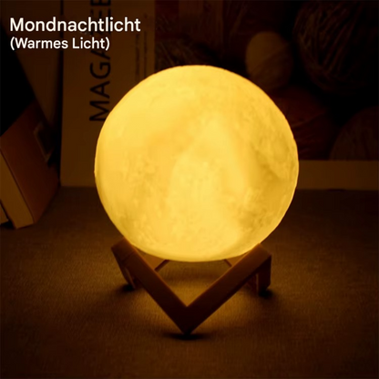 LED Mondlampe 3 Farben – Deko Nachtlicht für Schlafzimmer & Wohnzimmer – USB Aufladbar
