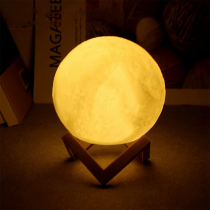 LED Mondlampe 3 Farben – Deko Nachtlicht für Schlafzimmer & Wohnzimmer – USB Aufladbar