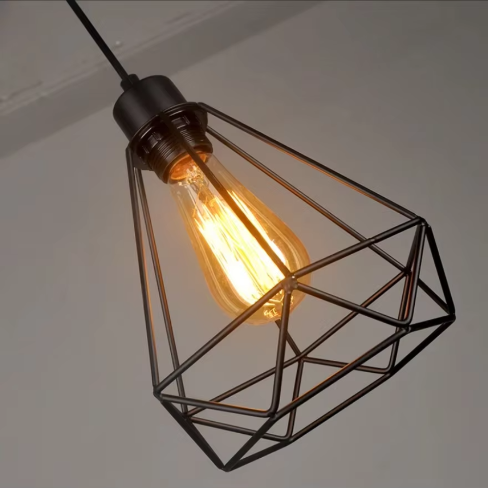 Industrielle Vintage Pendelleuchte E27 – Retro Metall Käfig Lampe mit Edison LED – Deckenleuchte für Wohnzimmer & Esszimmer