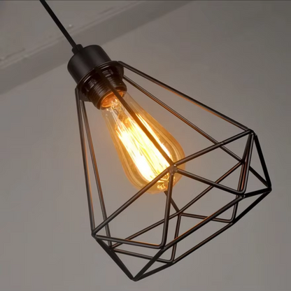 Industrielle Vintage Pendelleuchte E27 – Retro Metall Käfig Lampe mit Edison LED – Deckenleuchte für Wohnzimmer & Esszimmer