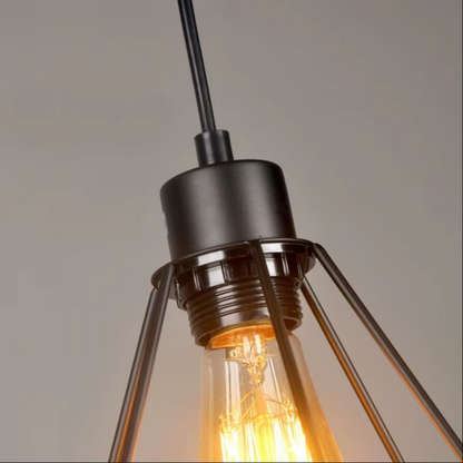 Industrielle Vintage Pendelleuchte E27 – Retro Metall Käfig Lampe mit Edison LED – Deckenleuchte für Wohnzimmer & Esszimmer