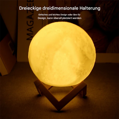 LED Mondlampe 3 Farben – Deko Nachtlicht für Schlafzimmer & Wohnzimmer – USB Aufladbar