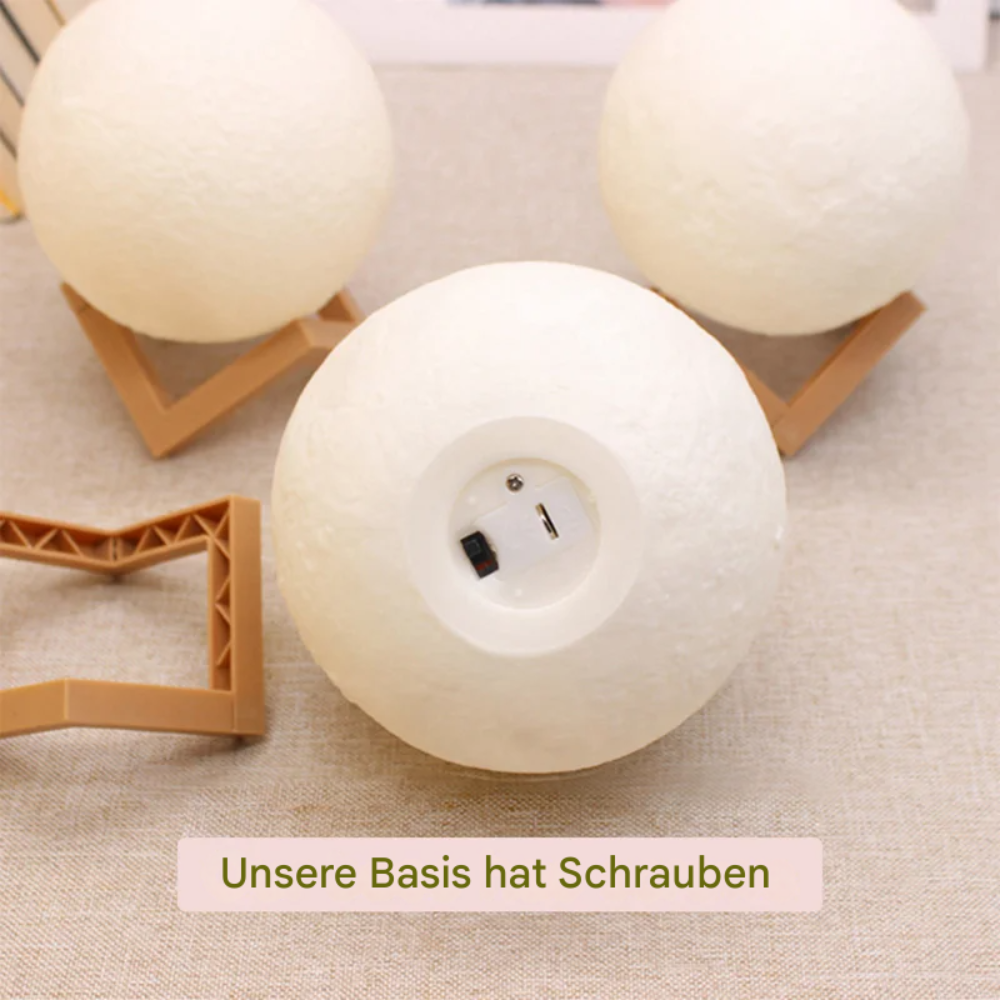 LED Mondlampe 3 Farben – Deko Nachtlicht für Schlafzimmer & Wohnzimmer – USB Aufladbar
