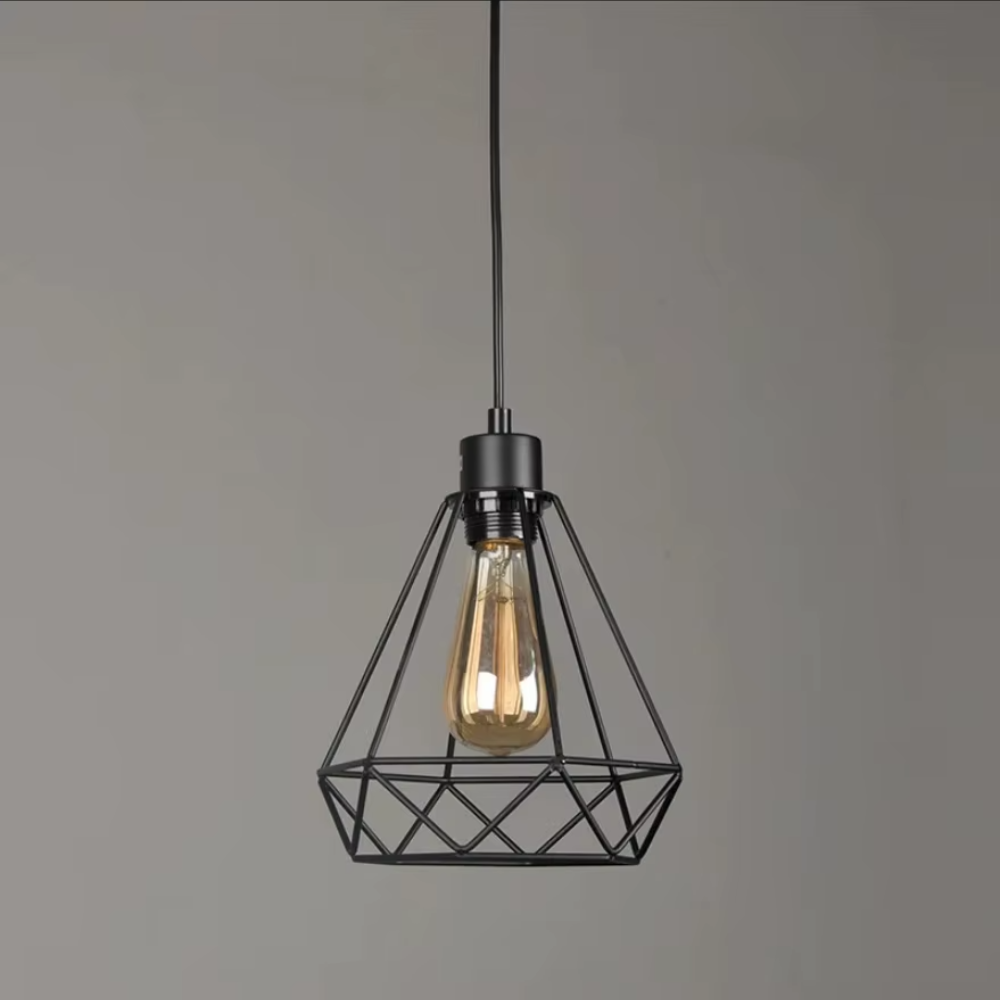 Industrielle Vintage Pendelleuchte E27 – Retro Metall Käfig Lampe mit Edison LED – Deckenleuchte für Wohnzimmer & Esszimmer