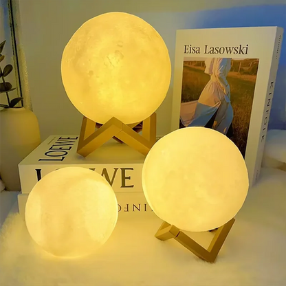 LED Mondlampe 3 Farben – Deko Nachtlicht für Schlafzimmer & Wohnzimmer – USB Aufladbar