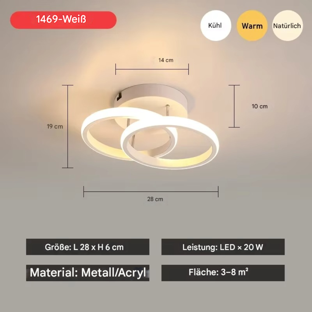 Moderne LED Deckenleuchte dimmbar – Wohnzimmer & Schlafzimmer Lampe | Warmweiß | Energiesparende Deckenlampe