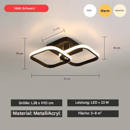 Moderne LED Deckenleuchte dimmbar – Wohnzimmer & Schlafzimmer Lampe | Warmweiß | Energiesparende Deckenlampe