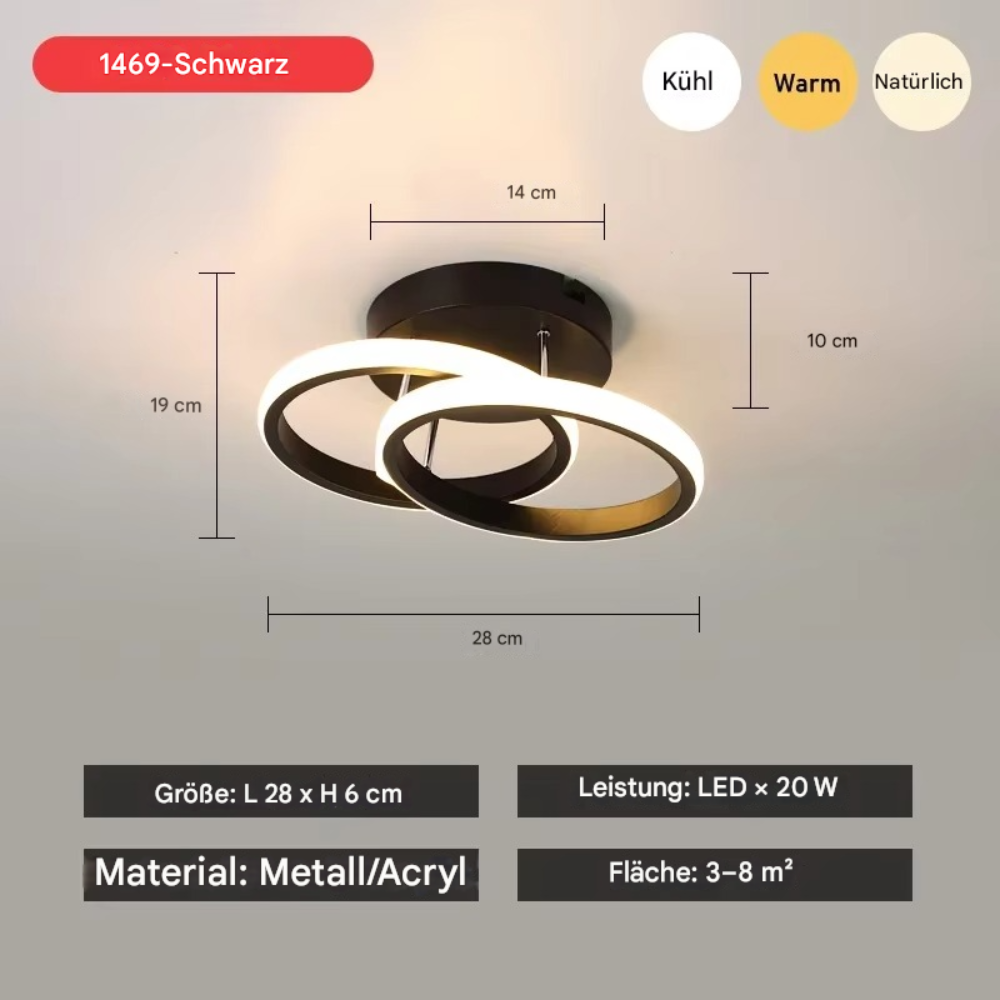 Moderne LED Deckenleuchte dimmbar – Wohnzimmer & Schlafzimmer Lampe | Warmweiß | Energiesparende Deckenlampe