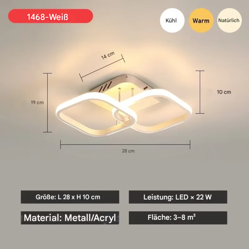 Moderne LED Deckenleuchte dimmbar – Wohnzimmer & Schlafzimmer Lampe | Warmweiß | Energiesparende Deckenlampe
