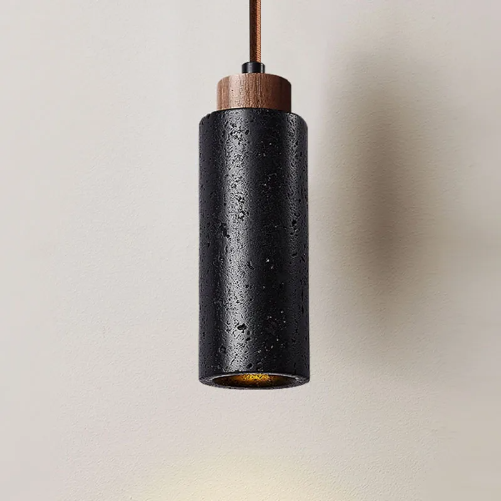 Designer Pendelleuchte aus Naturstein & Holz – E27 Hängelampe Marmor, Höhenverstellbar, Modernes Wohnlicht