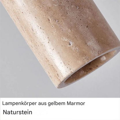 Designer Pendelleuchte aus Naturstein & Holz – E27 Hängelampe Marmor, Höhenverstellbar, Modernes Wohnlicht