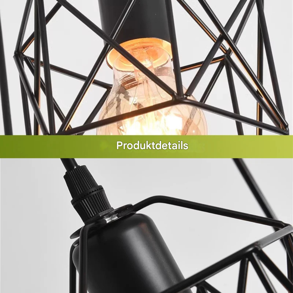 Vintage Pendelleuchte 3-flammig Schwarz – Industrielle Hängelampe aus Metall mit E27 Fassung für Wohnzimmer & Esszimmer
