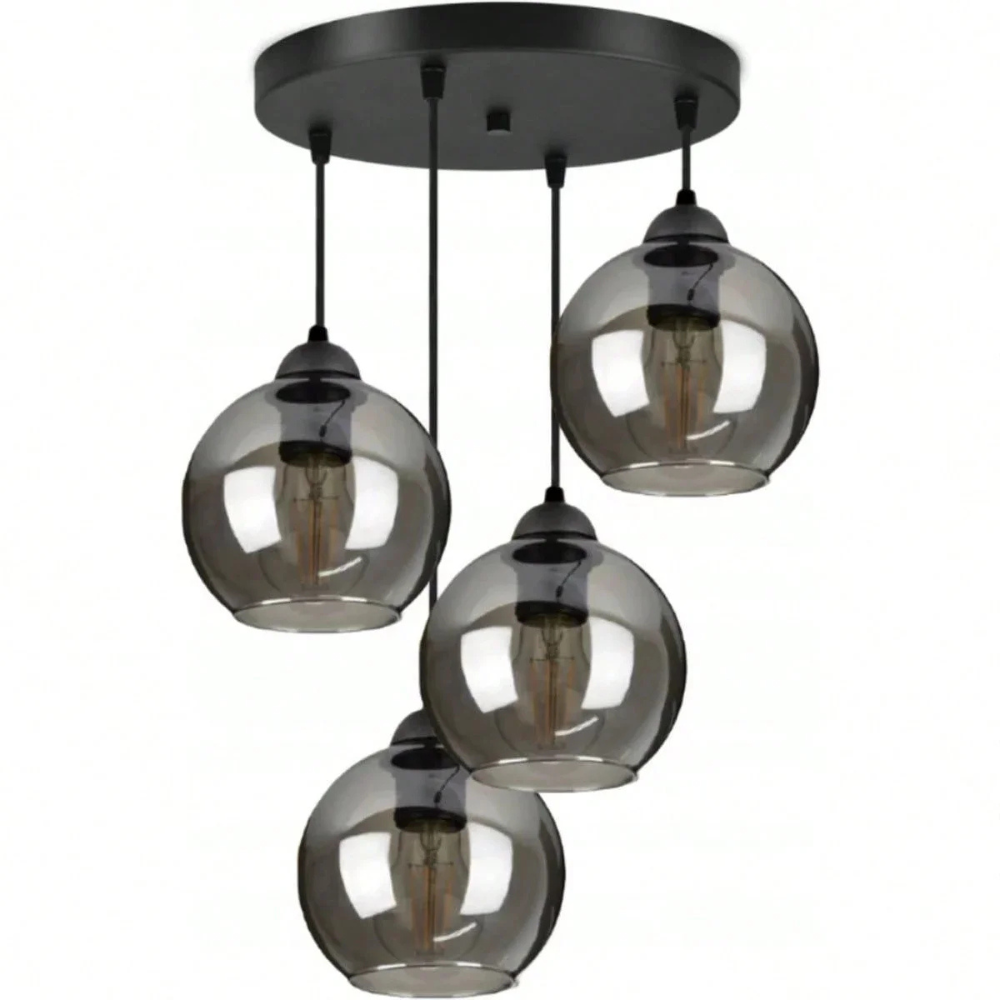 Moderne Glas Pendelleuchte E27 – Nordic Hängeleuchte mit 4 Kugel-Lampenschirmen – Deckenlampe für Esszimmer, Wohnzimmer & Küche