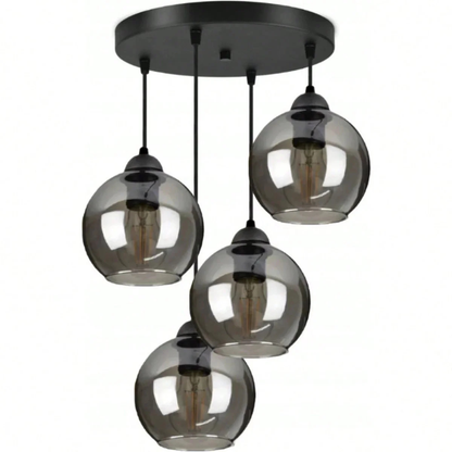 Moderne Glas Pendelleuchte E27 – Nordic Hängeleuchte mit 4 Kugel-Lampenschirmen – Deckenlampe für Esszimmer, Wohnzimmer & Küche