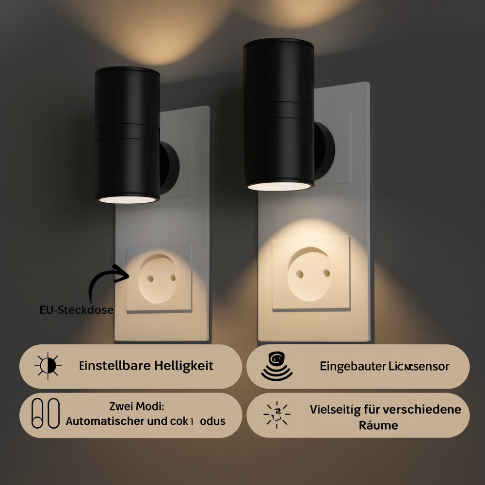 LED Steckdosenlampe – modernes Nachtlicht & kompakte Design-Lampe für Schlafzimmer & Flur