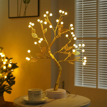 LED Baum Tischlampe – Deko Lampe für Wohnzimmer & Schlafzimmer, Warmweißes Stimmungslicht