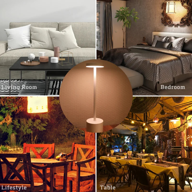 Kabellose LED Tischlampe mit Akku – Dimmbare USB-C Designlampe für Wohnzimmer, Schlafzimmer & Restaurant