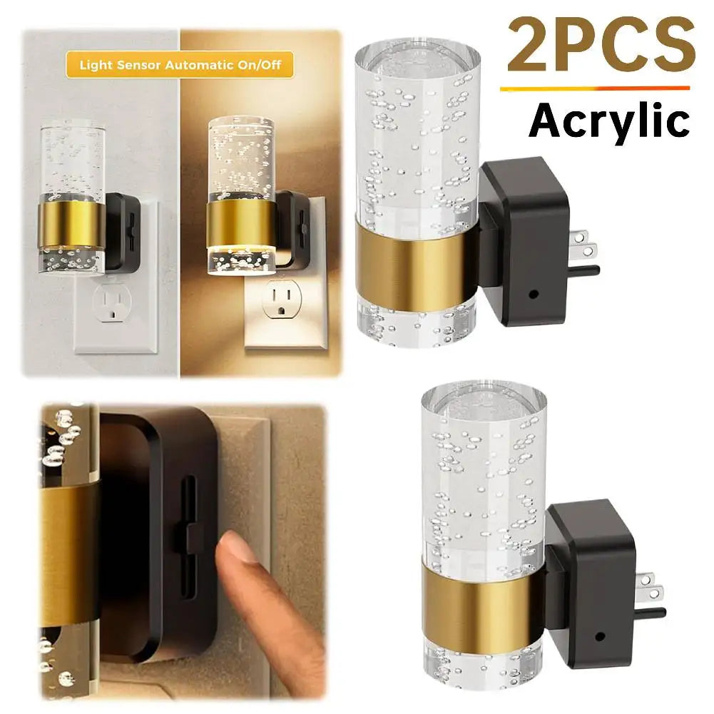 LED Steckdosen Nachtlicht – Moderne Wandlampe mit Blasenglas & warmweißem Licht | Energiesparende Plug-in LED-Lampe für Wohnzimmer, Flur & Schlafzimmer