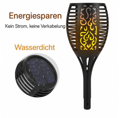 Solar Gartenfackel LED mit Flammen-Effekt | Solarleuchte Außen für Garten & Terrasse | IP65 Wasserdicht Deko Lampe