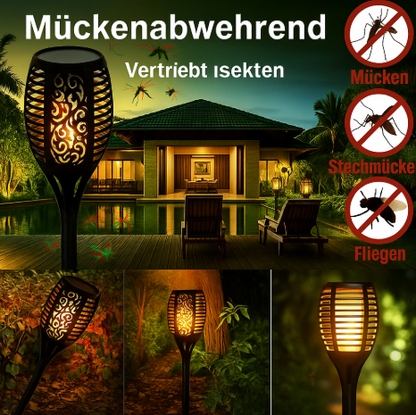Solar Gartenfackel LED mit Flammen-Effekt | Solarleuchte Außen für Garten & Terrasse | IP65 Wasserdicht Deko Lampe