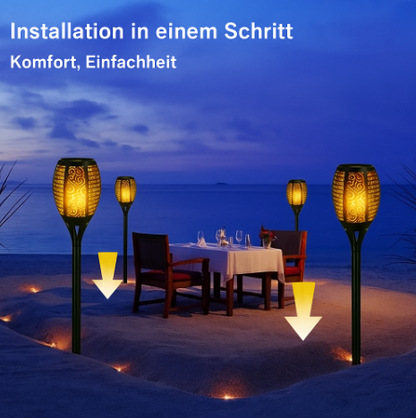 Solar Gartenfackel LED mit Flammen-Effekt | Solarleuchte Außen für Garten & Terrasse | IP65 Wasserdicht Deko Lampe