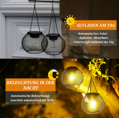 Solar Gartenlaterne LED – Solar Hängelampe für Außen mit warmweißem Licht | Automatisches Ein/Aus & Wetterfest