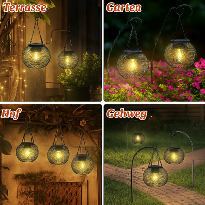 Solar Gartenlaterne LED – Solar Hängelampe für Außen mit warmweißem Licht | Automatisches Ein/Aus & Wetterfest