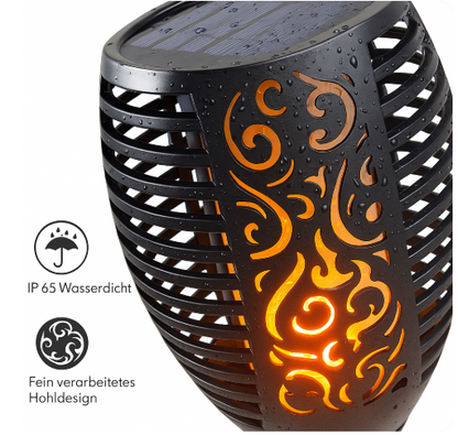 Solar Gartenfackel LED mit Flammen-Effekt | Solarleuchte Außen für Garten & Terrasse | IP65 Wasserdicht Deko Lampe
