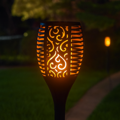 Solar Gartenfackel LED mit Flammen-Effekt | Solarleuchte Außen für Garten & Terrasse | IP65 Wasserdicht Deko Lampe