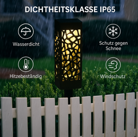Solar Gartenleuchte LED – Outdoor Wegbeleuchtung wasserdicht – Solar Außenleuchte für Garten, Terrasse & Wege