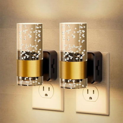 LED Steckdosen Nachtlicht – Moderne Wandlampe mit Blasenglas & warmweißem Licht | Energiesparende Plug-in LED-Lampe für Wohnzimmer, Flur & Schlafzimmer