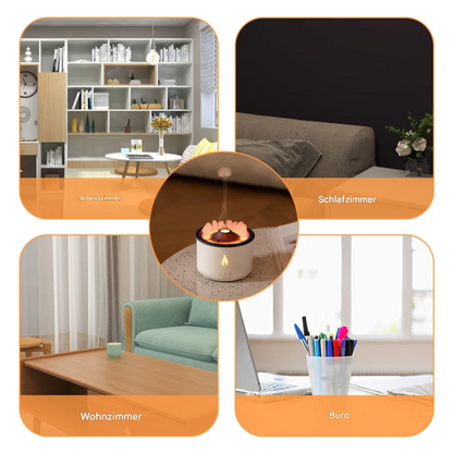 Aroma Diffuser mit Flammeneffekt 350ml – Ultraschall Luftbefeuchter für Aromatherapie & Raumduft