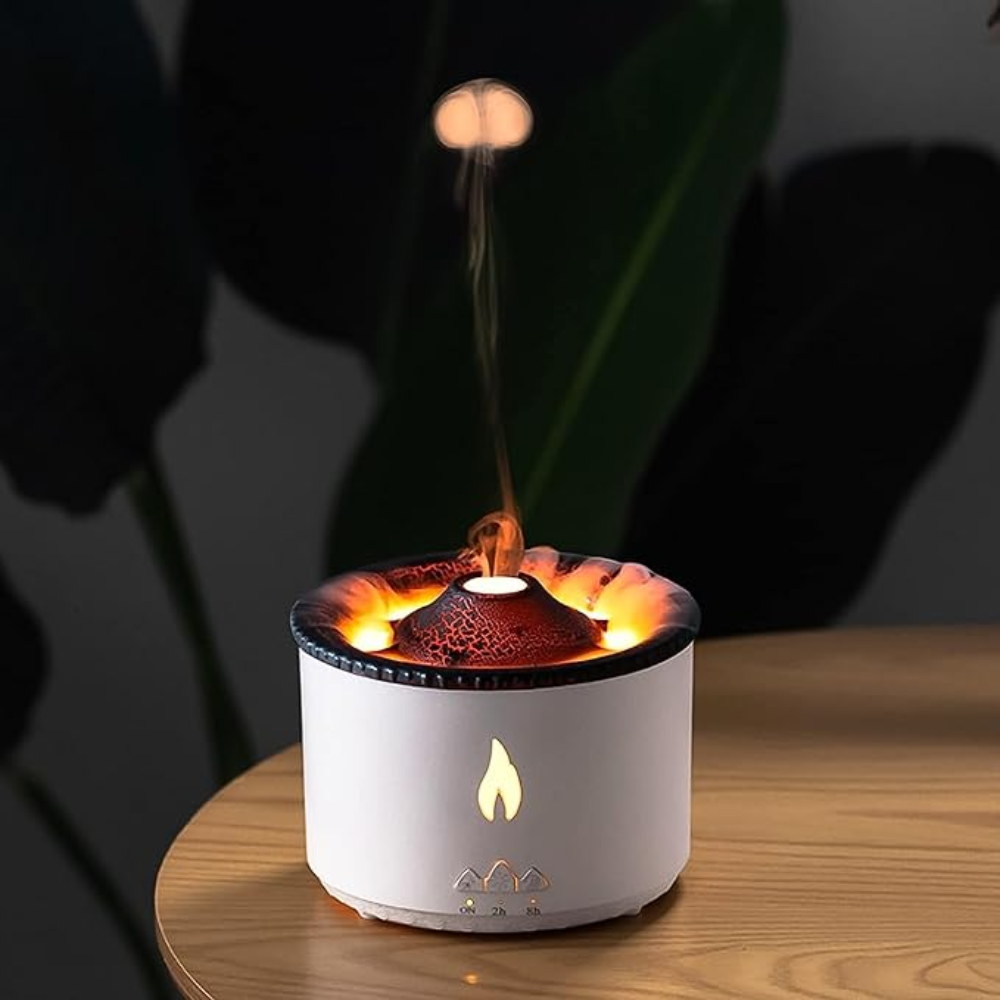Aroma Diffuser mit Flammeneffekt 350ml – Ultraschall Luftbefeuchter für Aromatherapie & Raumduft