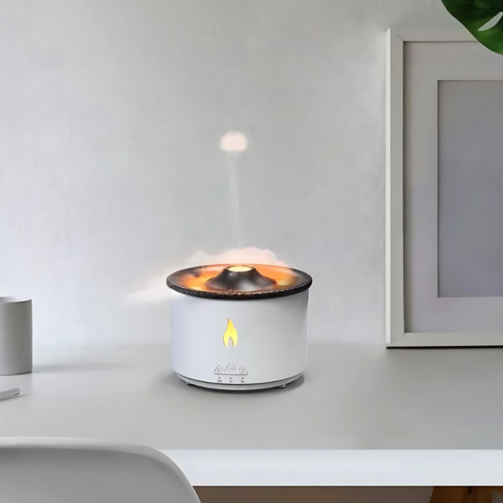 Aroma Diffuser mit Flammeneffekt 350ml – Ultraschall Luftbefeuchter für Aromatherapie & Raumduft