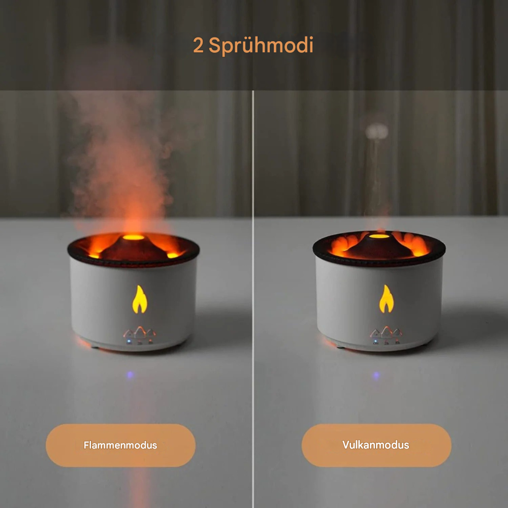 Aroma Diffuser mit Flammeneffekt 350ml – Ultraschall Luftbefeuchter für Aromatherapie & Raumduft