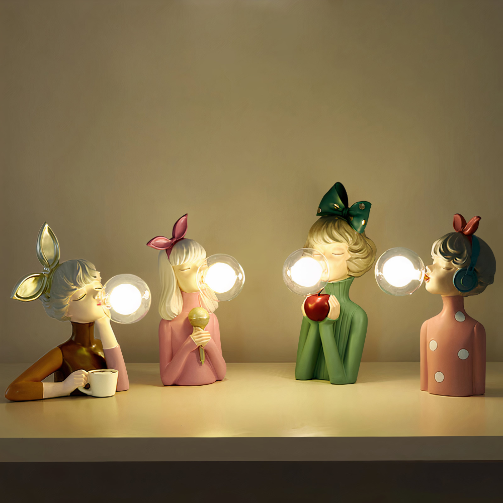 Kreative Mädchen Tischlampe – LED Dekolampe Figur für Wohnzimmer & Schlafzimmer | Design Nachttischlampe Geschenkidee