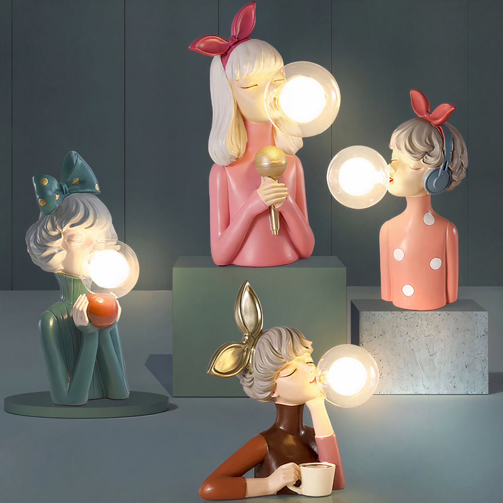Kreative Mädchen Tischlampe – LED Dekolampe Figur für Wohnzimmer & Schlafzimmer | Design Nachttischlampe Geschenkidee