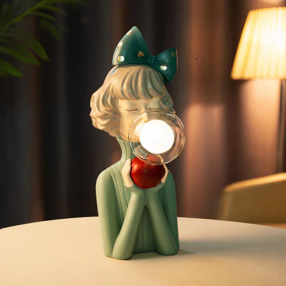 Kreative Mädchen Tischlampe – LED Dekolampe Figur für Wohnzimmer & Schlafzimmer | Design Nachttischlampe Geschenkidee