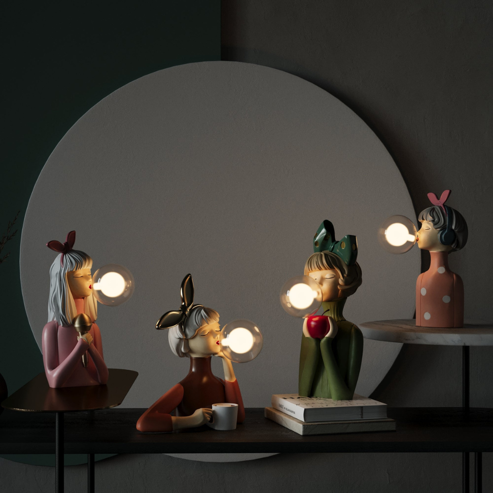 Kreative Mädchen Tischlampe – LED Dekolampe Figur für Wohnzimmer & Schlafzimmer | Design Nachttischlampe Geschenkidee