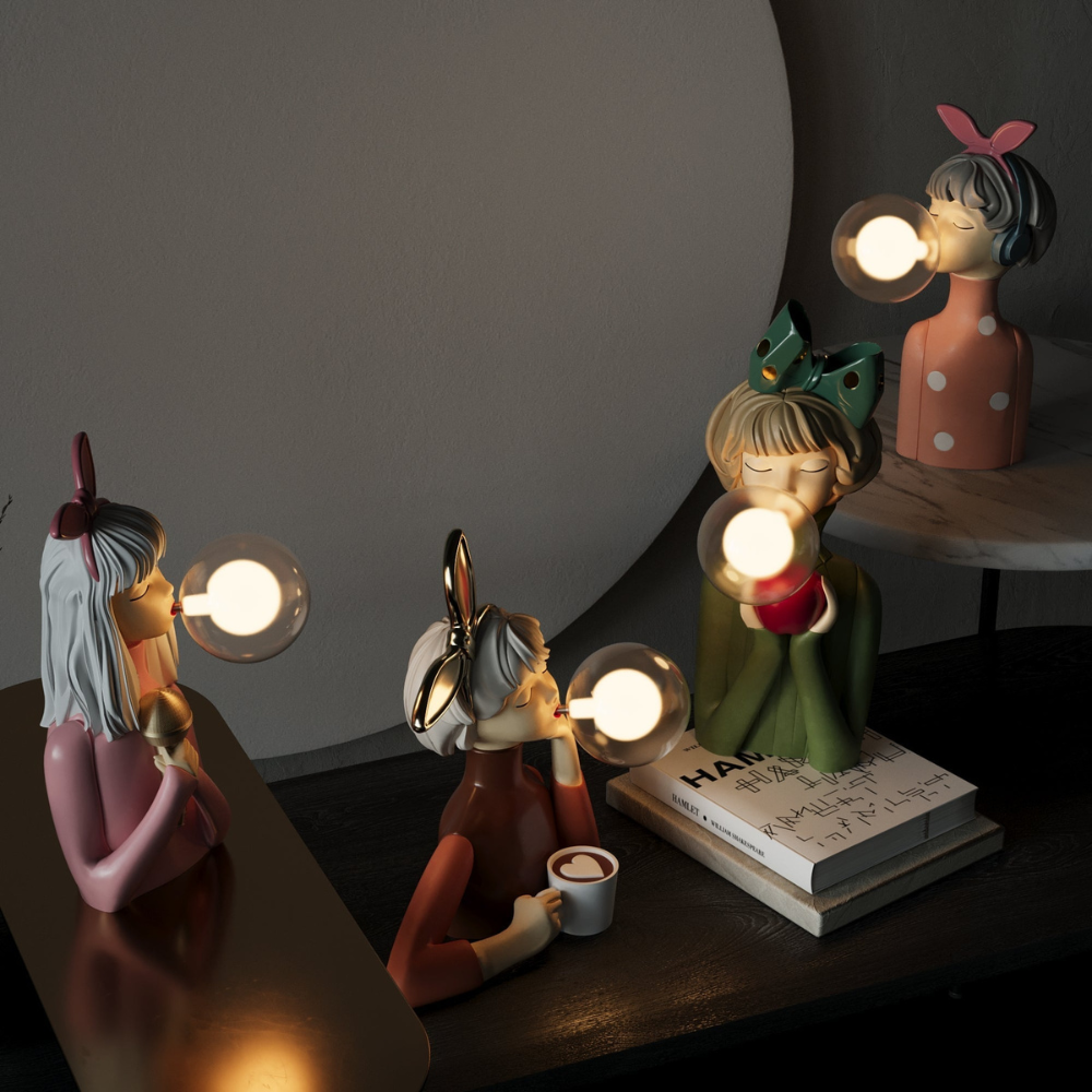 Kreative Mädchen Tischlampe – LED Dekolampe Figur für Wohnzimmer & Schlafzimmer | Design Nachttischlampe Geschenkidee