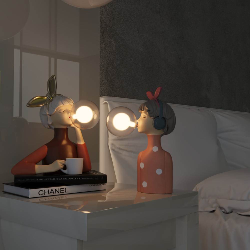Kreative Mädchen Tischlampe – LED Dekolampe Figur für Wohnzimmer & Schlafzimmer | Design Nachttischlampe Geschenkidee