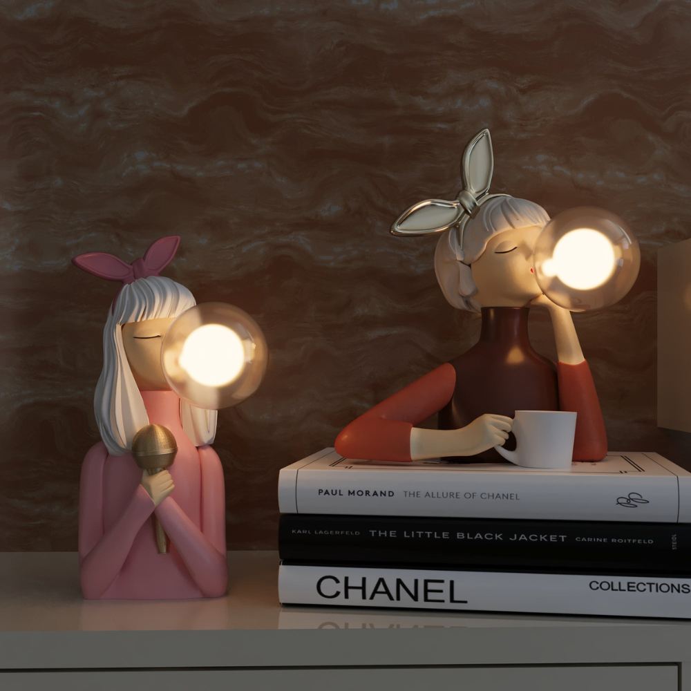 Kreative Mädchen Tischlampe – LED Dekolampe Figur für Wohnzimmer & Schlafzimmer | Design Nachttischlampe Geschenkidee