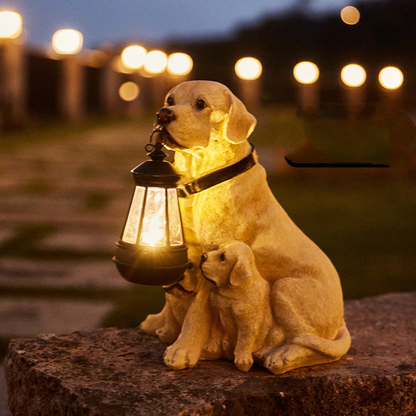 Solar Hund Gartenlampe LED – wetterfeste Gartenfigur mit Laterne | Solarleuchte Hund Deko für Außen & Vorgarten