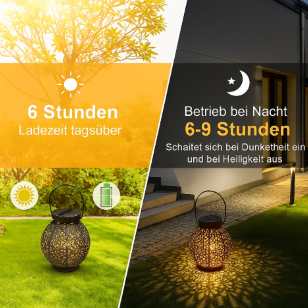 Solar Laterne LED IP44 Wasserdicht – Garten Solarleuchte Außen Dekolampe für Terrasse & Balkon