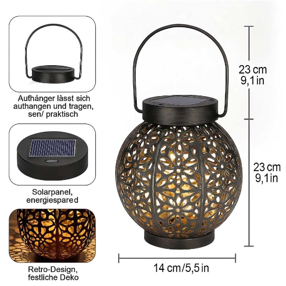 Solar Laterne LED IP44 Wasserdicht – Garten Solarleuchte Außen Dekolampe für Terrasse & Balkon
