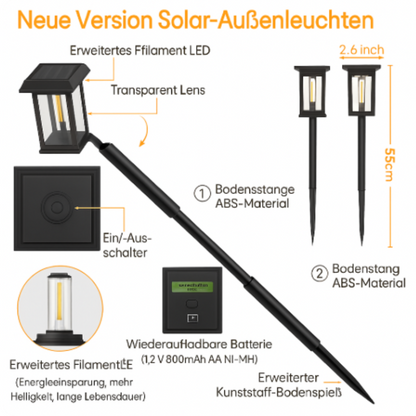 Solar LED Gartenleuchte Außen IP65 – Wetterfeste Solarleuchte für Garten, Terrasse & Wegbeleuchtung