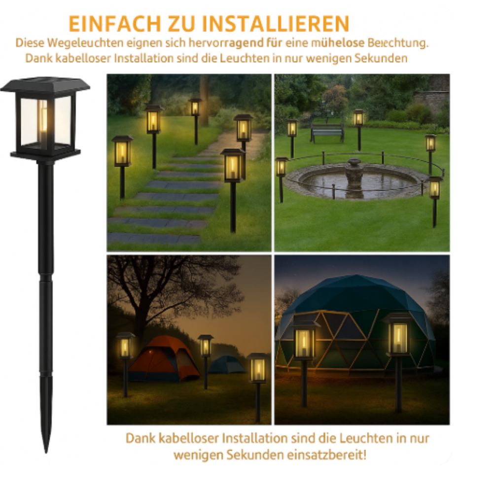 Solar LED Gartenleuchte Außen IP65 – Wetterfeste Solarleuchte für Garten, Terrasse & Wegbeleuchtung